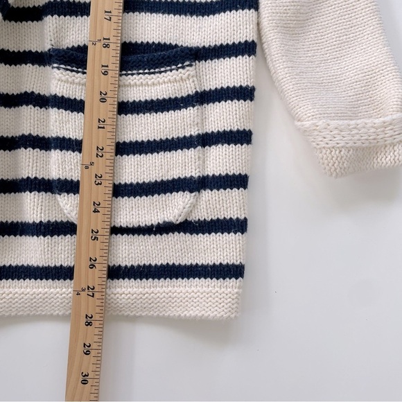 J.Crew Women's Cream Navy Blue Striped Open Front Cardigan Long Lined Size SMALL - Picture 10 of 10